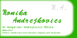 monika andrejkovics business card